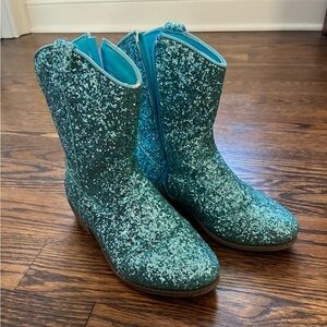 Size 1 - Sparkly Teal Glitter Boots